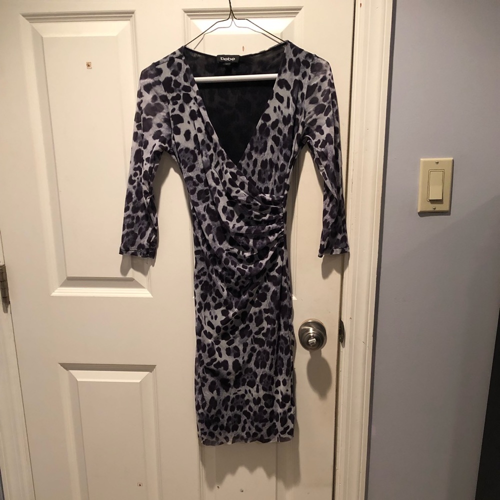 Bebe Blue and Black Leopard Dress!
